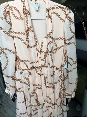 Worthington Pink Chain-Print Wrap Dress